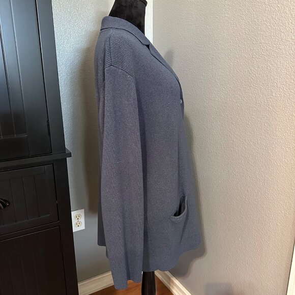 Worthington Womens Tall Large Blue Button Up Cardigan Sweater Long Sleeve Retro - Picture 4 of 7